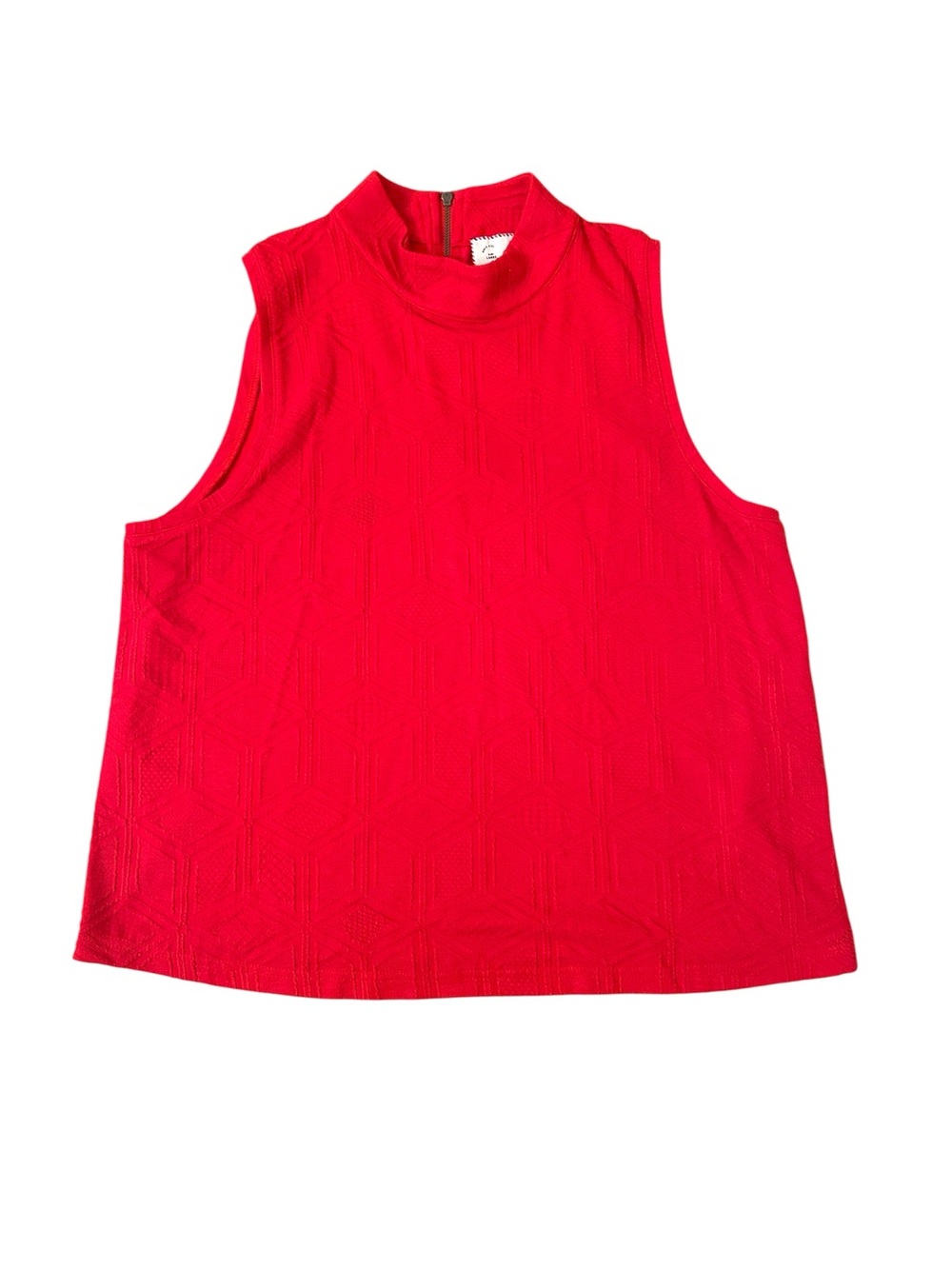 Anthropologie Postage Stamp Red Sleeveless Patterned Top Size Large